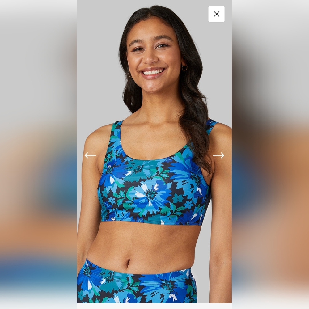 #99 NWT 32 Degrees WOMEN'S BIKINI SWIM TOP, Blue Flower Color, Size S